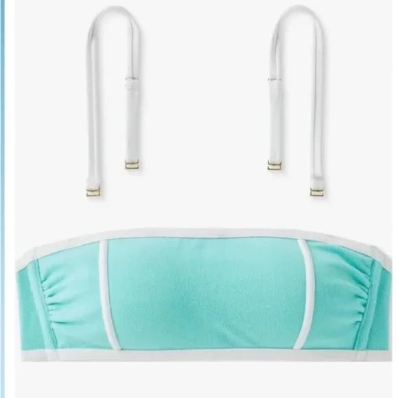 Kona Sol Teal and White Bikini Top - Picture 3 of 4